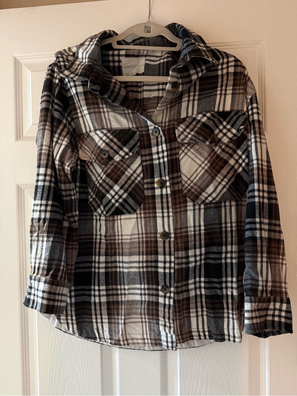 Aeropostale Brown Black White Plaid Button-Down Shirt